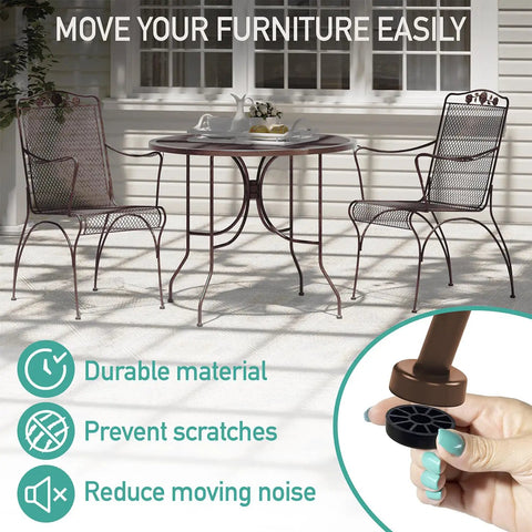 1.5 Inch Round Outdoor Furniture Feet Protectors For Wrought Iron Chairs And Tables 24 Pack Black Non Marking Floor Protectors