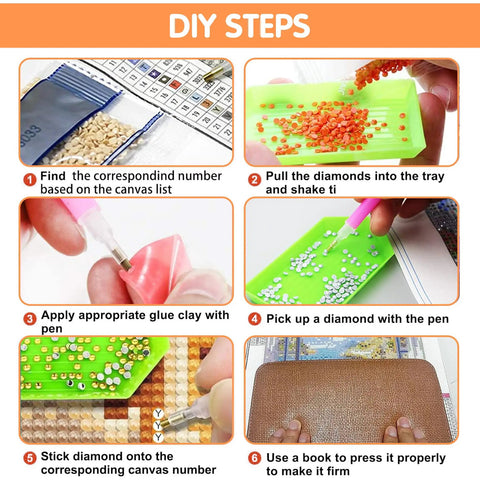 DIY steps for Hanging Diamond Art Ornament Dope Heart Shaped Cross Kit for Adults with tools and instructions shown