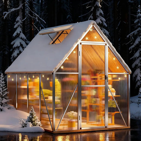 Sturdy 6x7 Foot Outdoor Greenhouse Kit With Reinforced Aluminum Frame, Durable Polycarbonate Panels, Adjustable Roof Vent, Quick Connect System, All Season Use, Wind Resistant Snow Ready Frost Proof Easy Setup For Year Round Garden Growth