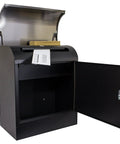 Heavy Duty Wall Mounted Locking Mail And Parcel Box, Extra Large 17x20.5x10 Inches, open with mail in black and silver finish
