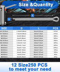 12 sizes chart of 250 Piece Cotter Pin Assortment Kit 12 Sizes 304 Stainless Steel Hardware Pins For Trailer Truck Tractor Automotive Hitch And Locking Systems Ready To Roll Heavy Duty Corrosion Resistant Rust Proof Smooth Burr Free Finish