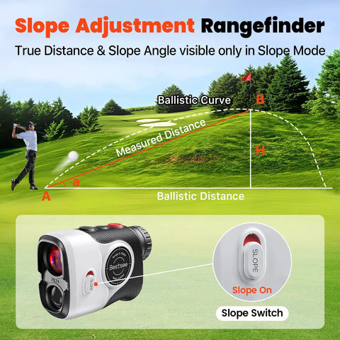 Golf Rangefinder With Slope And Red Backlight, 1500-Yard Laser, 0.3s FlagLock Vibration, 7X Magnification on green golf course