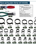 Automotive Spring Hose Clamps Kit 6 To 38 Mm 401 Pcs With 20 Sizes Includes 2 Installation Tools For Fuel Coolant Lines