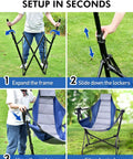 Setup steps for Hammock Camping Chair With 3 Height Settings And Headrest Portable Adjustable Backrest Padded Seat Cup Holder
