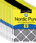 Furnace Air Filter MERV 10 Pleated With Activated Carbon For Odor Control Fits 16x25x1 Inches Actual Size 15.5x24.5x0.75 Inches 12 Pack