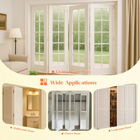 Bifold Closet Door Track Replacement Kit with pivots and guide wheel for living room, bathroom, closet, and toolroom applications