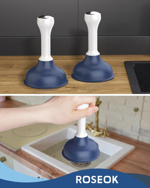 Heavy Duty Mini Sink Plunger With Short Handle Creates Solid Suction To Rip Through Stubborn Clogs Right Away In Kitchen Bathtubs And Floor Drains Premium Plumbing Gear For Quick Home Repair on a countertop with water-filled sink
