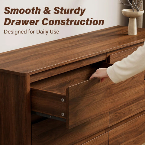 Totally Clutch Modern Dresser For Bedroom Featuring Spacious Walnut Drawers And Sleek Contemporary Design That Honestly Serves As A Big Time Room Upgrade, showing sturdy drawer construction.