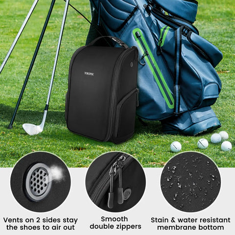 Spacious Golf Shoe Bag For Men With A Large Horseshoe Opening That Makes Shoe Stuffing A Breeze, Fits Up To Size 15 Shoes