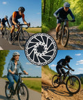 Cyclists in various terrains with 180mm Disc Brake Rotor With Six Bolts And T25 Torx Tool For Mountain Bike Road Bike MTB And BMX