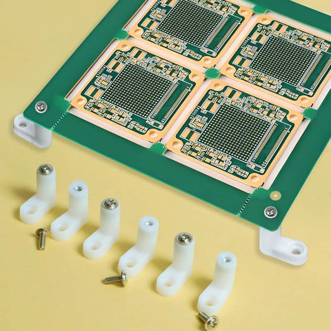 Eighty PCS L Shape Plastic Motherboard Standoffs With Eighty Matching Screws For PC Circuit Boards And Gaming Rigs on green PCB.