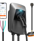 50 Amp Level 2 EV Charger With J1772, Hardwired, NEMA 14-50 Plug, 25-Ft Cable, Indoor Outdoor Use, Smart App And RFID Card Control, 240V Home Charger For Electric Cars, Fast 48 MPH Charging