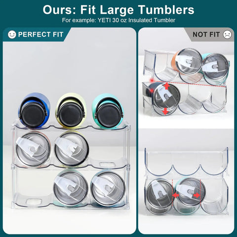 Stackable Water Bottle Organizer Holder For Large Tumblers Fits Big Bottles Three Tier Clear Wine Rack Style Cup Holder demonstration