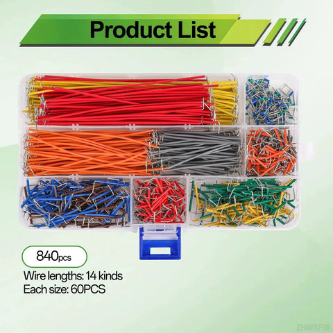 840 Piece Breadboard Jumper Wire Kit With 14 Lengths From 2mm To 125mm Solderless Flexible Cables In Storage Box For Arduino
