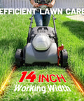 Cordless 14 Inch Lawn Mower With Brushless Motor And 5.0Ah Battery, Push Style, 5-Position Height mowing grass