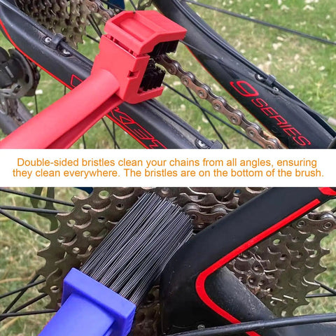 2 Piece Bike And Motorcycle Chain Cleaning Brush Set For Universal Use Heavy Duty Chain Washer Tool With Nylon Bristles