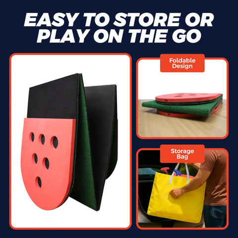 Foldable Backyard Mini Golf Putting Game Set With 2 Putters And 2 Balls 10 Foot Practice Putting Green Mat for Easy Storage