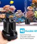 Person holding Submersible Fountain Pump 550 GPH, Quiet Outdoor Water Pump for Aquarium in front of fish tank.