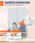 Magnetic Screen Door Fits 72 By 80 Inches Openings With 74 By 81 Inches Screen showing windproof design
