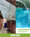 All In One Garden Netting Kit With 36 Fiberglass Hoops And 30 Connectors covering walkway and pool as insect barrier