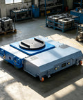 Heavy Hitting Electric Transfer Cart Built To Crush Daily Grind With Smart Remote Control Rock Solid Trackless Design, seen in active warehouse.