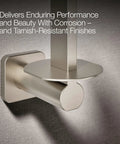 Close-up of brushed nickel Parallel Vertical Toilet Tissue Holder Wall Mount Modern Bathroom Accessory For Easy Roll Change Durable Metal Finish Space Saving Design No Fuss Installation Keeps Spare Rolls Within Reach