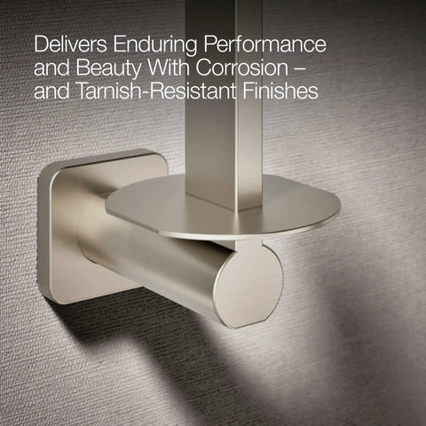 Close-up of brushed nickel Parallel Vertical Toilet Tissue Holder Wall Mount Modern Bathroom Accessory For Easy Roll Change Durable Metal Finish Space Saving Design No Fuss Installation Keeps Spare Rolls Within Reach