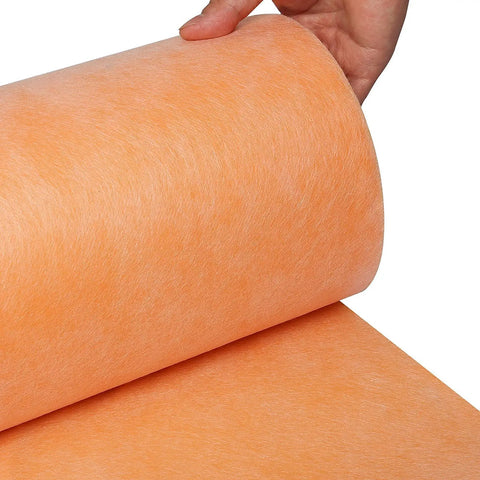 Rolled out Beefed Up Waterproof Membrane Roll 430 Sq Ft 20 Mil Thick 3.3 By 131 Feet PE Fabric Tile Underlayment, orange 0.5 mm