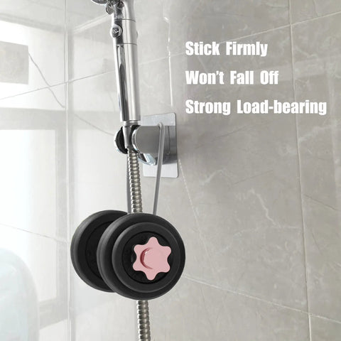 Heavy Duty Shower Head Holder With Tough As Nails Adhesive, Adjustable Handheld Shower Wall Mount Bracket in chrome finish on tiled wall