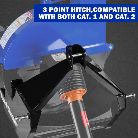 3 point hitch of 6 Inch 3 Point PTO Wood Chipper For 40-100 HP Tractors Heavy Duty Mulcher With 30 Inch Rotor And Reversible Blades