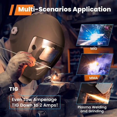 Auto Darkening Welding Helmet With USB C Solar Assist, 4 Arc Sensors, 10.8 Square Inches True Color View, Optical Clarity Rating 1 1 1 1, DIN 5 To 8 And 9 To 13, Rechargeable Battery, No Fuss For MIG TIG ARC Welding