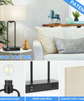 20 Inch High 3 Way Dimmable Touch Lamp Set Of 2 With USB Ports And AC Outlet, modern design with fabric shade in living room