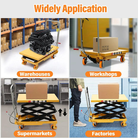 Hella Sturdy Hydraulic Scissor Lift Table With 330 Lb Capacity And Adjustable Height Work Platform Built Tough Q235 Steel Construction Locking Casters For Industrial Shop Material Handling