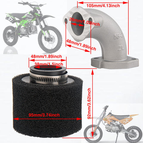 Carburetor With Air Filter Intake 26mm For 110cc 125cc 140cc Dirt Bikes Pit Bikes Lifan YX XR50 CRF70 KLX Apollo Thumpstar
