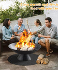 Round Fire Pit Mat For Bonfire And Outdoor Cooking Built To Take The Heat Heavy Duty Fireproof Under Grill Mat with family enjoying fire