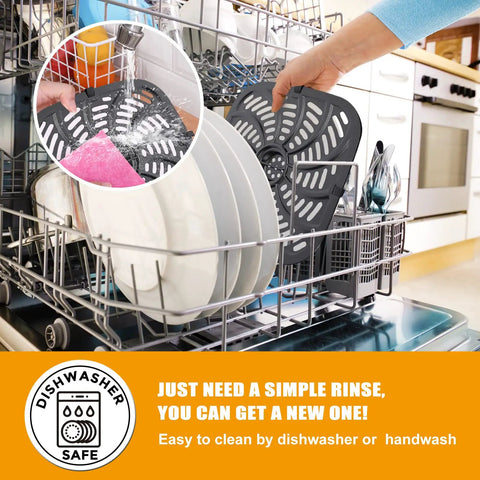 Air Fryer Grill Pan Replacement Tray for Chefman TurboTouch Easy View 8 Qt in a dishwasher, showcasing nonstick surface and rubber bumpers