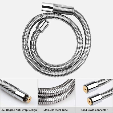 Heavy Duty Flexible Metal Stainless Steel Hose 44 Inch For Commercial Pre Rinse Faucets Replacement With Solid Brass Connector