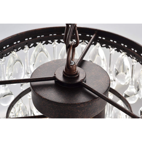 Close-up of Antique Copper 3 Light Chandelier With Glass Drops Multilevel Pendant Fixture Dope Vintage Vibe Hardwired Ceiling Lighting