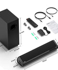 2.1 Channel Sound Bar With Subwoofer For TV And PC Gaming Kickin Bass For Movie Night Deep Bass Home Theater System With Bluetooth AUX Optical Wall Mountable 17 Inch Immersive Surround Sound