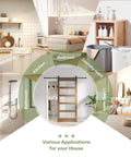 36 By 84 Inches Frosted Glass Sliding Barn Door With Five Panel Design, Waterproof Surface shown in various home interiors