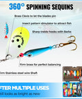 Spinner Lures Kit 32 Piece Spinner Baits For Bass And Trout With Copper Body And Blade Spinning Spoons Freshwater Tackle Box Included