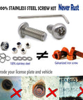 Anti Theft Stainless Steel License Plate Screws Set for Cars and Trucks, tamper resistant design with included hex key and washers