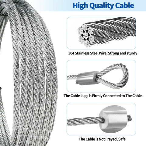 8 Ft 6 In Garage Door Cable Replacement Kit For 7 Ft Doors heavy duty cables details and connections