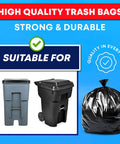 95 To 100 Gallon Heavy Duty Trash Bags Mega Value 50 Bags With Ties Black Extra Large Garbage Bags showcasing durability and bin fit
