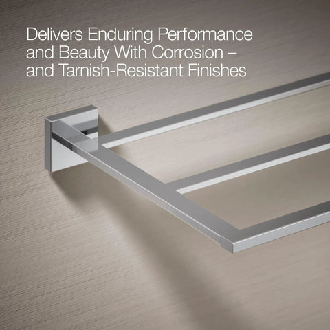 Hotelier Towel Rack With Upper Shelf And Towel Bar 24 Inch Shelf Premium Metal Construction Corrosion Resistant Finish