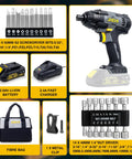 Cordless Impact Driver Kit With 180Nm Torque 20V Power 0 To 2800 RPM Variable Speed One Quarter Inch All Metal Hex Chuck