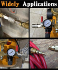 All In One 48 Piece Quick Connect Air Hose Fittings Kit With One Quarter Inch NPT Threads and various applications shown