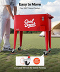 80 Quart Rolling Ice Chest With Divider And Bottle Opener Keeps 110 Cans Or 50 Bottles Cold On The Go Party Ready Portable Patio Beverage Cooler Cart With Four Swivel Casters Two Brakes Red