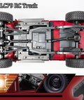 Underside view of RC Beast Rock Crawler Truck 4x4 Toyota LC79 One Twelfth Scale Off Road Pickup with detailed suspension system.