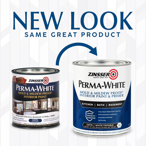 Durable Satin White Interior Paint That Sticks To Walls Without Sanding, Washable And Scrubbable Finish For Walls And Trim image of two cans